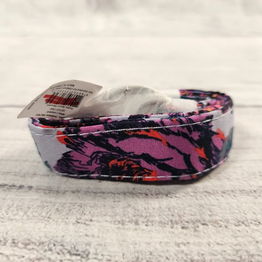 Vera Bradley Wide Lanyard Petite Neon Blooms Floral Purple Pink 26737-T94 NEW